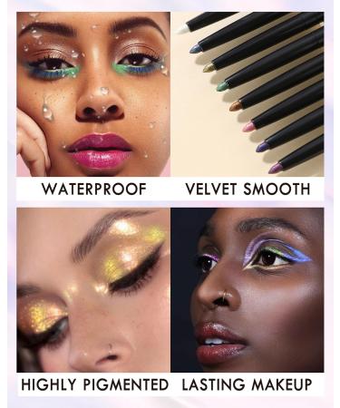 Glitter Colored Eyeliner Gel Pencil Chameleon Metallic Shimmer Green Gel Eyeliner Pen Longlasting Waterproof Eye Liner Eyeshadow Cream Stick for Women Eye Makeup delineador de ojos contra el agua-04# - Buy Online on GoSupps.com