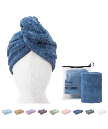 ENETIX 2 pieces microfiber towel for women hair quick-dry 25 70 cm super absorbing anti-frizz hair turban fast drying hair towels with button (royal blue) - Buy Online on GoSupps.com
