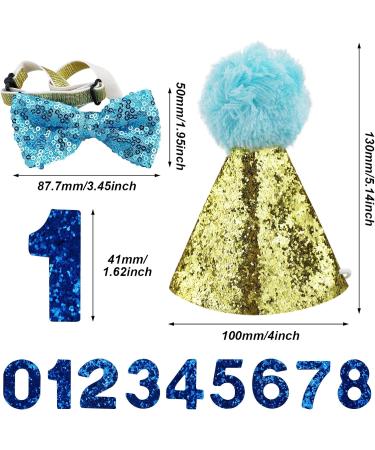 Dog Birthday Hat Pet Birthday Hat Kit with Bow Tie Collar and Blue Number Reusable Dog Cats Birthday Cap for Pet Puppy Cat Birthday Party Decorations Pet Costumes Headwear Accessories (Blue) - Buy Online on GoSupps.com