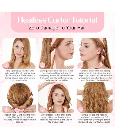 ADMORA Heatless Curlers Headband - Overnight Soft Curls Set for Long and Short Hair - Pink - Buy Online on GoSupps.com