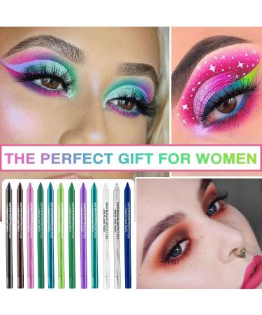 12 Colors Glitter and Matte Eyeliner Pencil Set - Long Lasting Waterproof Eye Makeup Kit - Buy Online on GoSupps.com