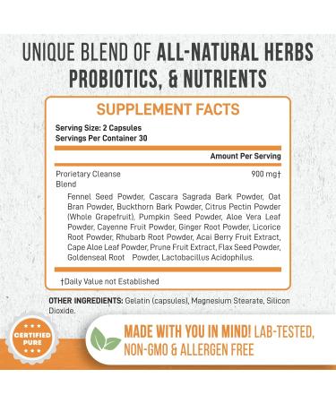 Enliven Gentle Colon Cleanse | Daily Detox & Weight Loss | Natural Herb Blend for Digestive Health | Made in the USA - 60 Capsules - Buy Online on GoSupps.com