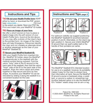 Diabetes Alert Seat Belt Cover | Medical ID for Type 1 & 2 Diabetics | Customize Meds Allergies & Emergency Info | Health History + PDF by MediPal - Buy Online on GoSupps.com