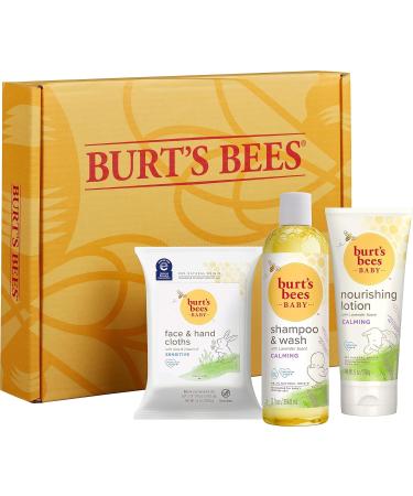 Burt's Bees Baby Gift Set for Baby Showers Includes Baby Essentials Shampoo and Wash with Lavender Body Lotion Wipes and Cloths Naturally-Derived Origin Skincare 3 Count - Buy Online on GoSupps.com