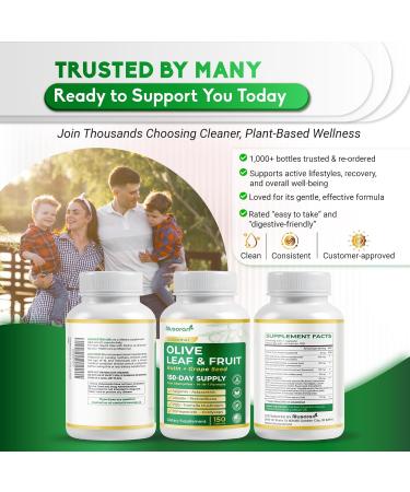 Premium Olive Leaf & Fruit - 13-in-1 with Rutin Grape Seed Astaxanthin PQQ - Max Absorption - 150 Capsules - Non-GMO Gluten-Free Lab Tested 150 count (pack of 1) - Buy Online on GoSupps.com