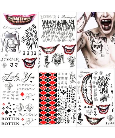 5 Large-size Sheets Halloween Temporary Tattoos, Fake Tattoo Stickers - Perfect for Halloween, Parties, Cosplay and Costumes (11.8*7.9 inch) 5 Large Sheets