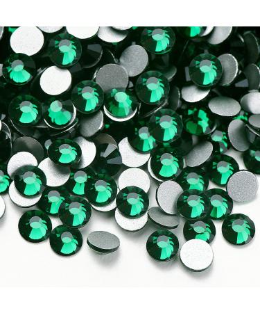 Towenm 1000 Pieces Glue Fix Flatback Rhinestones, SS16 4mm Glass Flat Back Crystals Rhinestone for Craft Clothes Nail Face Art, Non Hotfix Round Flatback Crystals Loose Gemstones (Emerald/Green) Emerald / Green 4mm / SS16