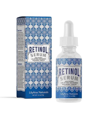 LilyAna Naturals Retinol Serum - 2.5% Pure Retinol for Dark Spots & Acne Scars - 1oz (1-Pack) - Buy Online on GoSupps.com