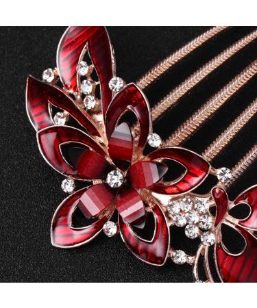 Crystal Bridal Wedding Hair Comb - Red Rhinestone Hair Accessory for Women | Elegant Bridal Hair Clip - Buy Online on GoSupps.com