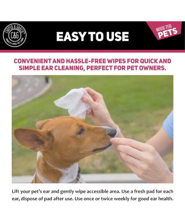 Biodegradable Anti-Fungal Ear Wipes for Dogs & Cats | 100 Soothing Cleaning Wipes | Gentle & Quick Solution for Ear Wax & Itchiness - Buy Online on GoSupps.com