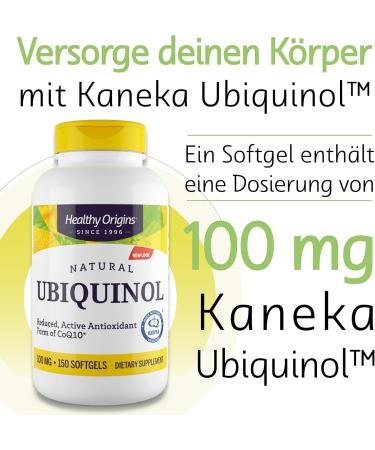 Healthy Origins Ubiquinol 100mg - 150 Soft Capsules | Gluten-Free Non-GMO High Dose Energy Support - Buy Online on GoSupps.com