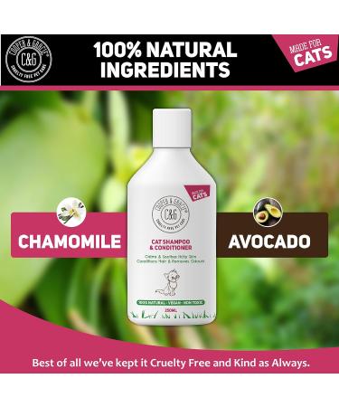 C&G Pets | Cat Shampoo & Conditioner 250ml | Ideal For All Cats Skin Calms & Soothes Itchy Sensitive Skin | Conditions Hair & Removes Odours | A Natural Remover Of Flea And Ticks White - Buy Online on GoSupps.com