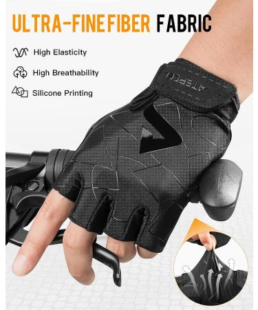 Atercel Half-Finger Bicycle Gloves for Men & Women - SBR Padded Cycling & MTB Gloves - XL Black - Perfect for Fitness & Outdoor Adventures - Buy Online on GoSupps.com