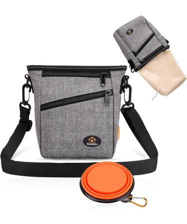 Ownpets Dog Training Pouch with Collapsible Bowl - Grey | 4-in-1 Practical Training Bag | Shoulder & Waist Straps | Ideal for Dog Training and Daily Walks - Buy Online on GoSupps.com