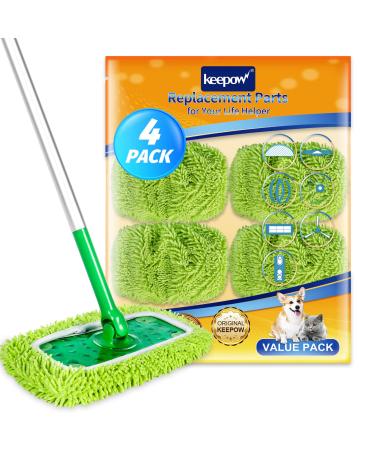 KEEPOW Reusable Microfiber Mop Pads Compatible with Swiffer Sweeper Mop Dry Sweeping Cloths Washable Wet Mopping Cloth Refills for Surface/Hardwood Floor Cleaning 4 Pack (Mop is Not Included) 4 Pack Green
