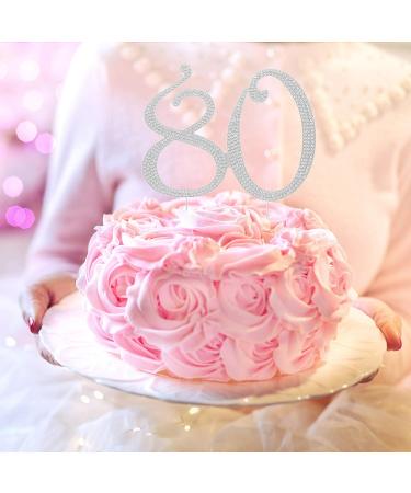 80 Cake Topper for 80th Birthday - Rhinestone Number Party Supplies & Decoration Ideas (Silver) - Buy Online on GoSupps.com