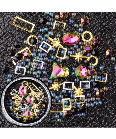 6-Wheel 3D Nail Art Rhinestones Studs Charms Kit - Chameleon Beads & Metal Studs for Punk Nail Art - Micro Caviar Beads Included - Buy Online on GoSupps.com