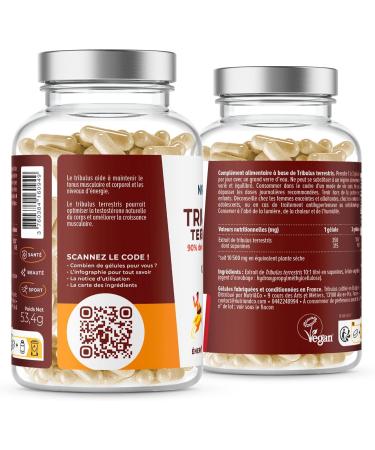 NUTRI & CO Tribulus Terrestris - 90% Saponins - 100% Natural Concentrated Extract 10:1 - Endurance Energy Muscle Growth & Heart Health - 120 Vegan Capsules - Made in France - Buy Online on GoSupps.com