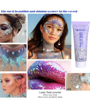Mermaid Sequins Body Glitter Gel 50ml - Sparkling Liquid Eyeshadow for Face, Hair, and Nails - Christmas Festival Makeup Decoration - Colour 2 - Buy Online on GoSupps.com