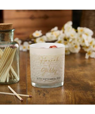 Personalised Wedding Day Candle Gift with Heart Background (Lavender) - Buy Online on GoSupps.com