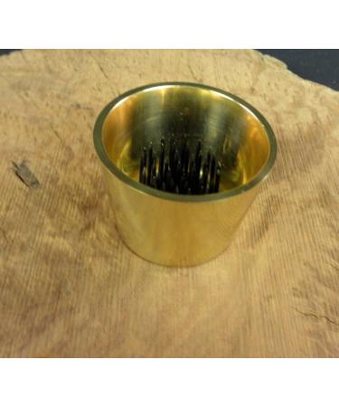 Solid Brass Ikebana Flower Cup with Tapered Pin Frog Holder - Polished Brass - Buy Online on GoSupps.com