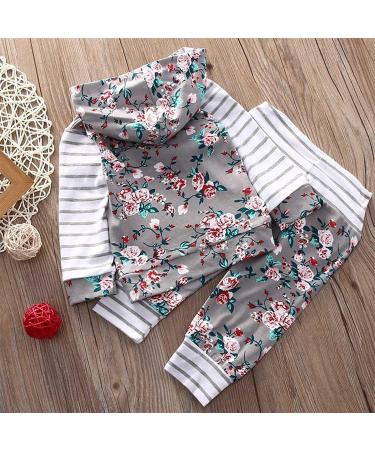 TMEOG Baby Hooded Sweatshirt and Pants Set - Grey Floral | 6-12 Months - Buy Online on GoSupps.com