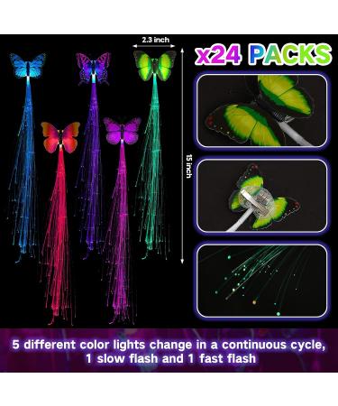 Juexica 24 Pcs LED Lights Hair Accessories Butterfly Fairy Braid Extension Clips | Glow in the Dark Party Favors & Supplies - Buy Online on GoSupps.com