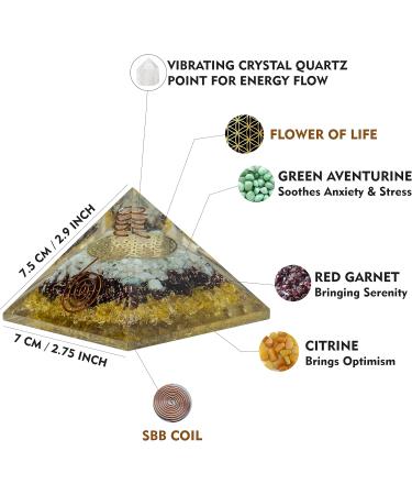 Orgone Pyramid - Promotes Prosperity and Wealth- Money Crystal Green Aventurine Red Garnet and Citrine - Reiki Healing Chakra Balancing Orgonite Pyramid - Positive Energy Flow for Yoga Meditation  - Buy Online on GoSupps.com