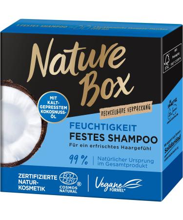 Nature Box Nature Box Moisturizing Solid Shampoo (85g) - Solid Shampoo with Coconut Oil - Deeply moisturizes hair - Hair care shampoo in recyclable packaging