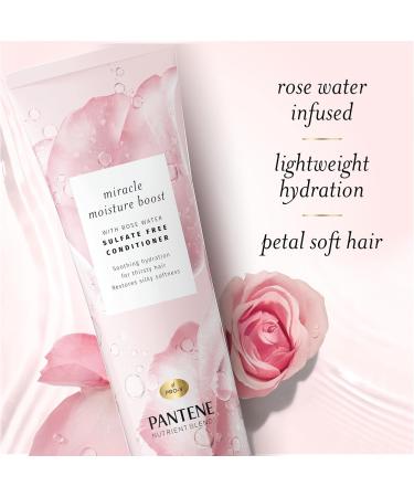 Pantene Nutrient Blends Miracle Moisture Boost Rose Water Conditioner for Dry Hair Sulfate-Free Paraben-Free Safe for Color-Treated Hair 237 mL - Buy Online on GoSupps.com