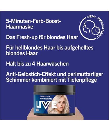  LIVE Schwarzkopf Live Colour & Care Pearl - Temporary Hair Mask - 150 ml - 5 minutes - For boosted colour and intensive care in just 5 minutes - Washable hair colour with oil - Buy Online on GoSupps.com