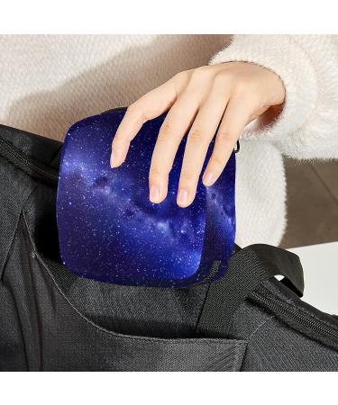Blue Purple Starry Sky Sanitary Napkin Storage Bag for Women - Portable Period Kit with Zipper - Menstrual Cup Pouch for Girls and Ladies - Buy Online on GoSupps.com