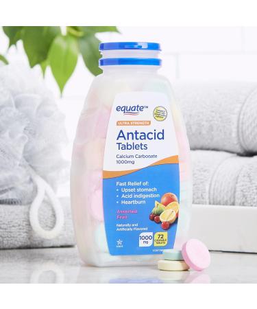 Equate Ultra Strength Antacid Chewable Fruit Tablets Over The Counter 1000 mg 72 Ct (Pack of 3) Total 216 Count + Createandbundle Sticker - Buy Online on GoSupps.com