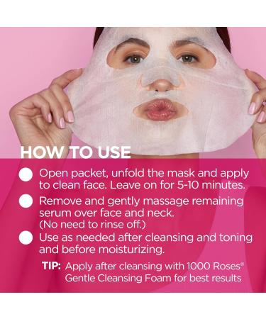 Andalou Naturals 1000 Roses Instant Soothe & Smooth Sheet Mask - Pack of 6 0.6 oz | Hydrating Face Masks for All Skin Types | International Shipping Available - Buy Online on GoSupps.com