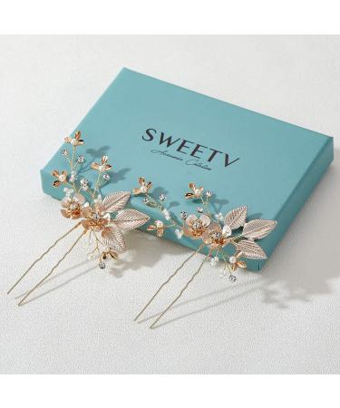 SWEETV Handmade Wedding Hair Pins for Brides - 2Pcs Bridal Hair Accessories Set - Buy Online on GoSupps.com