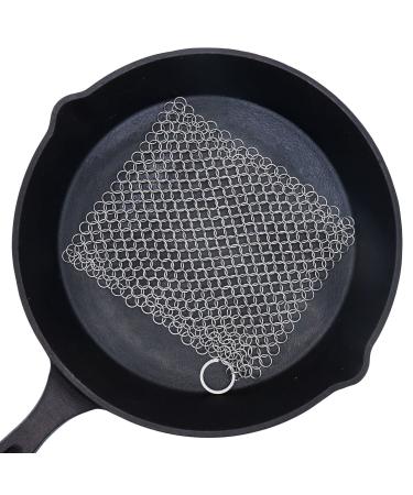 BabriInta Cast Iron Scrubber 6 Inch Stainless Steel Scrubber Cast Iron Cleaner Kitchen Household Chain Scrubber for Cast Iron Pans Chainmail Scrubber 6x6 Inch (Pack of 1)