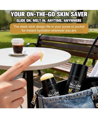 Beef Tallow for Skin Organic Beef Tallow Balm Stick 100% Grass-Fed Honey & Beeswax Deep Hydration For Dry & Aging Skin Natural Barrier Nourishing Moisturizer 2.6oz - Buy Online on GoSupps.com