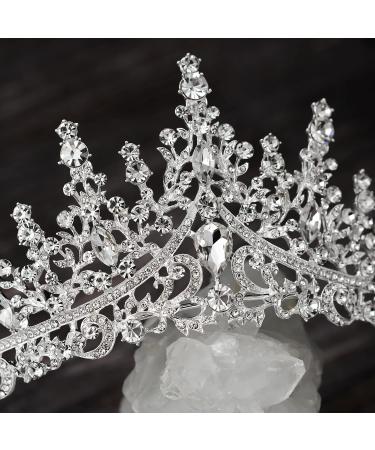 SWEETV Crystal Wedding Tiara - Royal Queen Crown for Women - Rhinestone Princess Tiara Hair Accessory for Quinceanera, Pageant, Prom - Audrey Silver - Buy Online on GoSupps.com