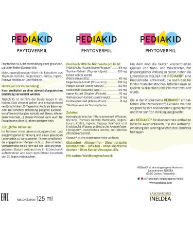 Pediakid Phytevermil - Plant-Based Dietary Supplement for Healthy Gut - 125ml Bottle - Buy Online on GoSupps.com