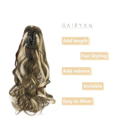 Gairyan Ponytail Extensions 45cm - Claw Clip In Braid Wavy Synthetic Hair for Women | Ashblond & Bleaching Blonde - Buy Online on GoSupps.com