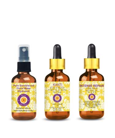 Deve Herbes Sandalwood Hydrosol & Kanti Oil for Glowing and Nourish your Skin with Intense Repair Hair Oil for Dry Damaged & Brittle Hair. Reduces hair fall (Hair & Skin Care)