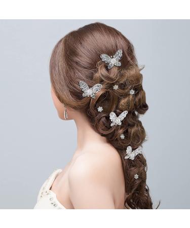 OIIKI 20 PCS Wedding Bridal Hair Pins - Pearl Butterfly & Rhinestone Flower U Shape Clips for Women & Girls - Buy Online on GoSupps.com