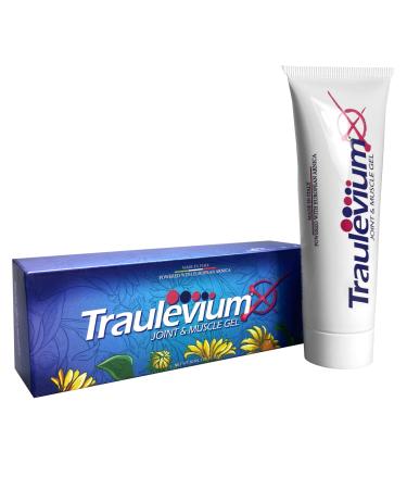 Traulevium Joint & Muscle Gel - Made in Italy - Soothing Comfort for Back Neck Hands Feet - Premium Whole Body Rub Powered by Arnica- Non-Greasy 1.69oz Tube