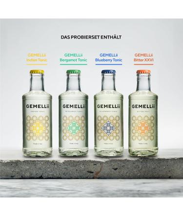 Buy Gemellii Tonic Water - 4x200ml Indian Bergamot Blueberry Flavors | Premium Italian Tonic Agave Sweetened - International Shipping - Buy Online on GoSupps.com