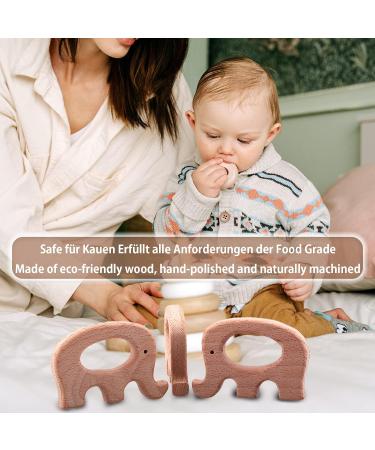 Baby Wooden Elephant Teether Pendant - Food Grade DIY Jewelry Necklace & Play Gym Pack of 10 - Buy Online on GoSupps.com