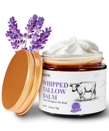 BGDFR Grass-Fed Beef Tallow Balm for Skin Whipped Cream for Face Natural Daily Moisturizing for Soft Smooth Skin Lavender