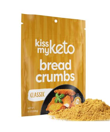 Kiss My Keto Bread Crumbs Plain - Zero Carb Breadcrumbs (0g-Net) | Low Sodium, Low Carb Bread Crumbs | Sugar Free, 6g Protein / Serving, Soy Free, Non-GMO - Contains Vital Wheat Gluten Classic (Plain) Pack of 1