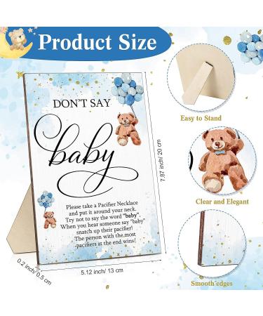Wesiti 51 Pcs Baby Shower Game Wooden Bear Sign Set with 50 Pacifiers Necklace - Perfect for Gender Reveal Party Favor (Blue) - Buy Online on GoSupps.com