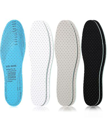 3 Pairs Breathable Shoe Insoles Inserts Ultra-Soft Cushioning Walking Comfort Insoles Double-Layer Latex Foam Perforated Insoles Replacement Insoles for Men 7-11 Woman 2-8 (White, Black, Grey)