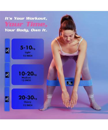 3-Piece Resistance Bands Set for Glutes, Hips, and Legs Workout | Non-Slip Booty Band for Home Gym, Yoga, Pilates | Royal Blue Physio Resistant Loop - Men and Women - Buy Online on GoSupps.com